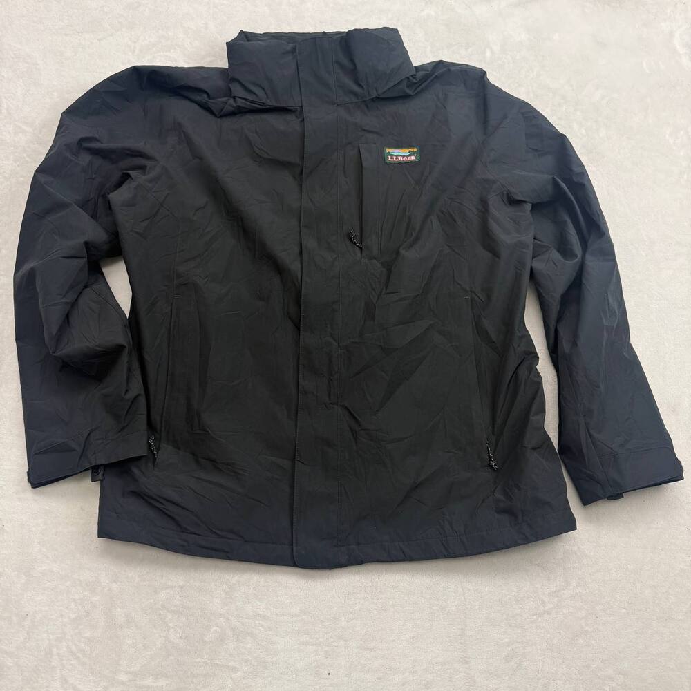 L.L. Bean Men's Rain Jacket Black Size XL Windbreaker Waterproof Hooded Outdoor